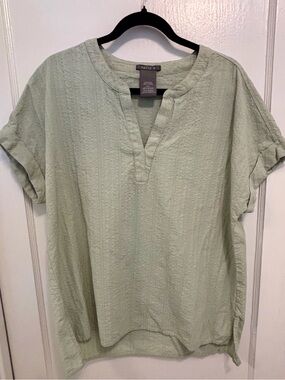 Matty M Light Sage Green Short Sleeve Button-Down Shirt